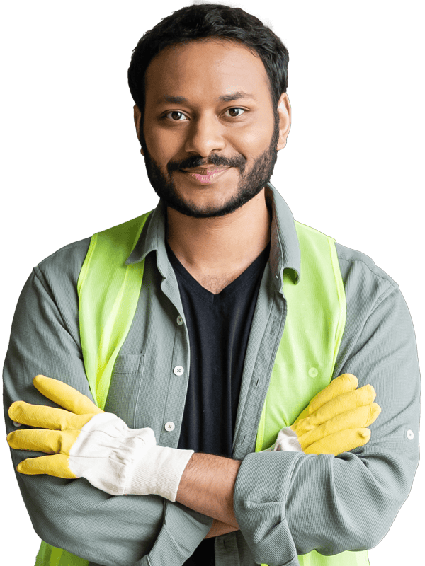 A junk collector posing with transparent background.